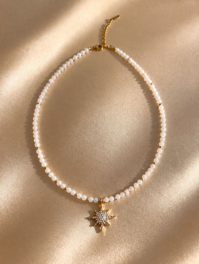 Star Bead Necklace Gold