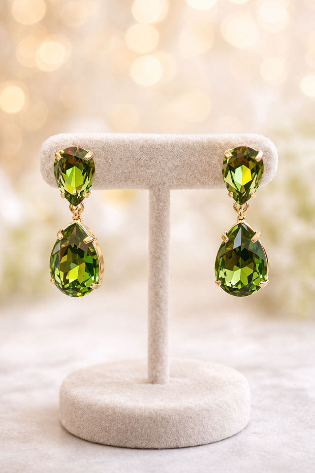 Teardrop Earrings Green