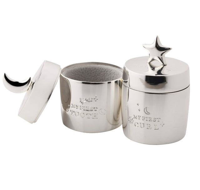 First Tooth & Curl Keepsake Boxes - Star and Moon