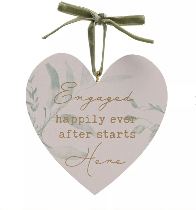 'Engaged - Happily Ever After Starts Here' Hanging Heart
