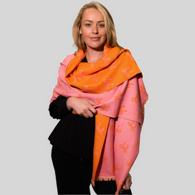 Bows Scarf - Orange/Pink