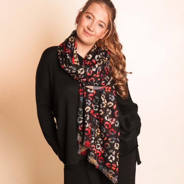 Winter Weight Animal Print Scarf - Multi