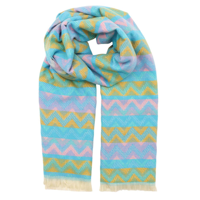 Winter Weight Zig Zag Scarf - Blue