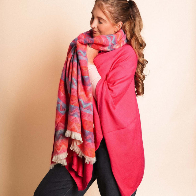 Winter Weight Zig Zag Scarf - Pink