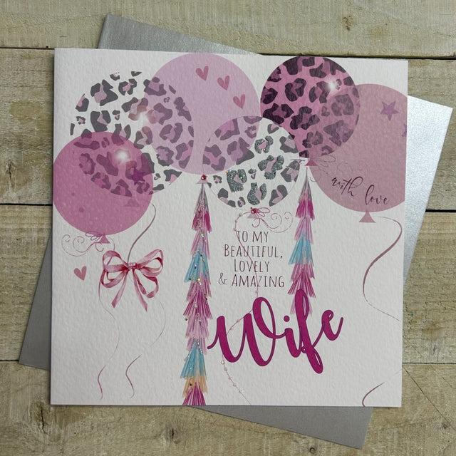WC Leopard Balloons Wife Card - Large