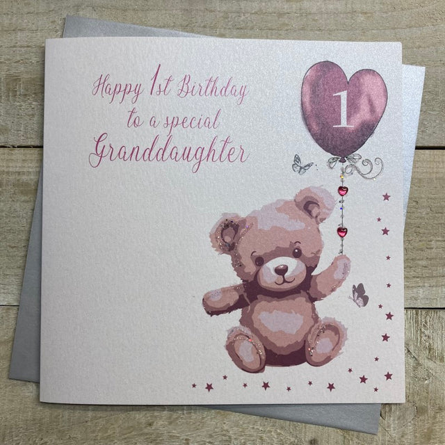 Granddaughter Teddy 1st Birthday Card