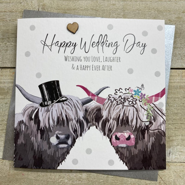 Highland Cow Wedding Day Card