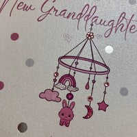White Cotton New Granddaughter Pink Mobile Card