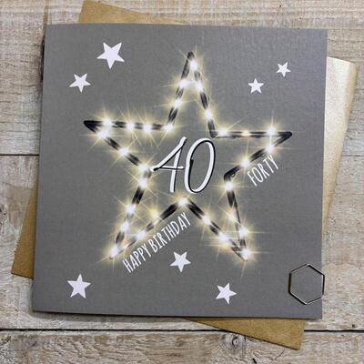 40th Birthday Card - Star fairy Lights