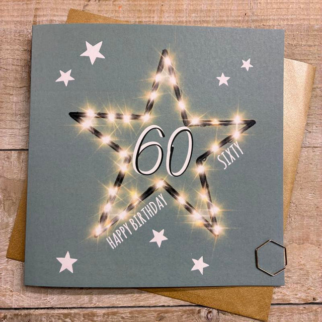 60th Light Up Star Birthday Card