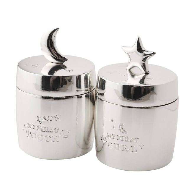 First Tooth & Curl Keepsake Boxes - Star and Moon