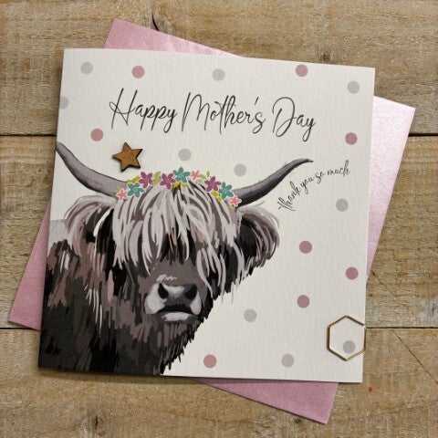 Highland Cow Happy Mothers Day Card
