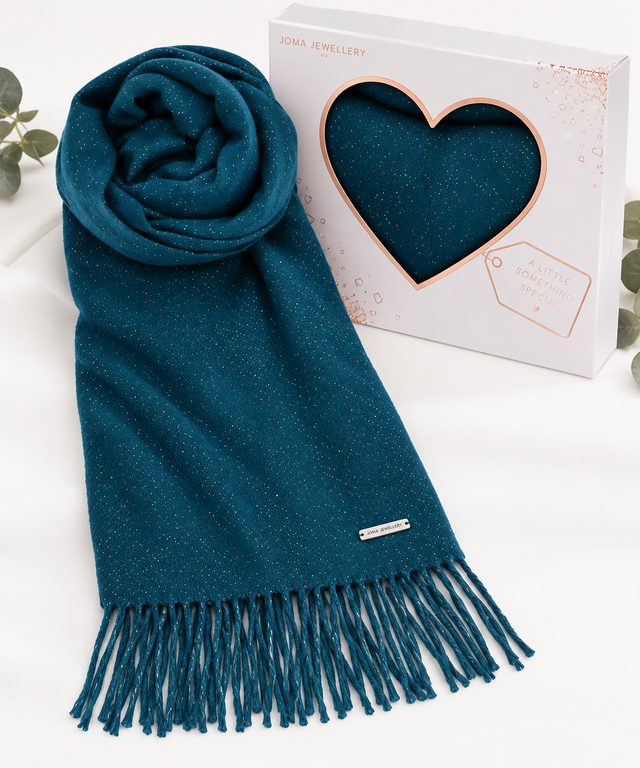 Foil Speckle Boxed Scarf - Teal