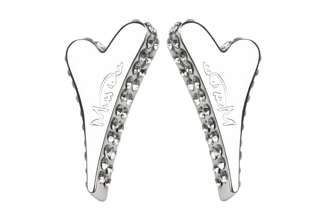 Miss Dee Silver Heart Diamante Side Earrings