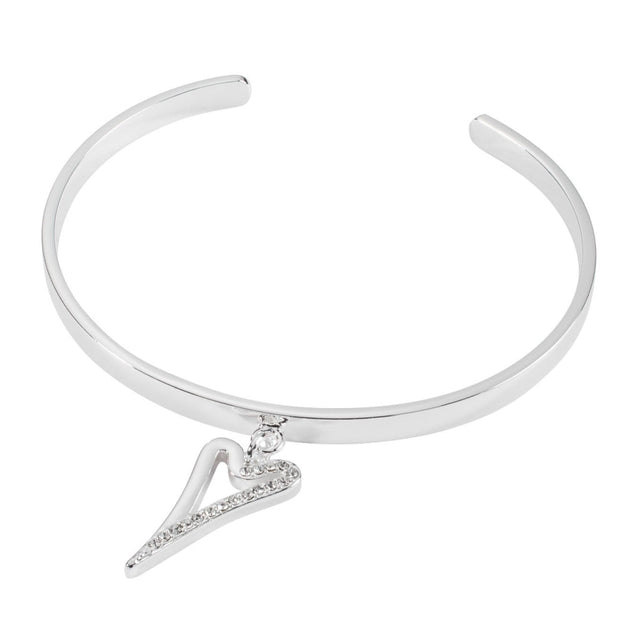 Miss Dee Silver Bangle with Hollow 1/2 Diamante Heart