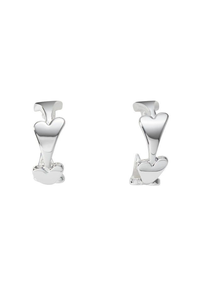 Miss Dee Silver Solid Heart Hoop Earrings