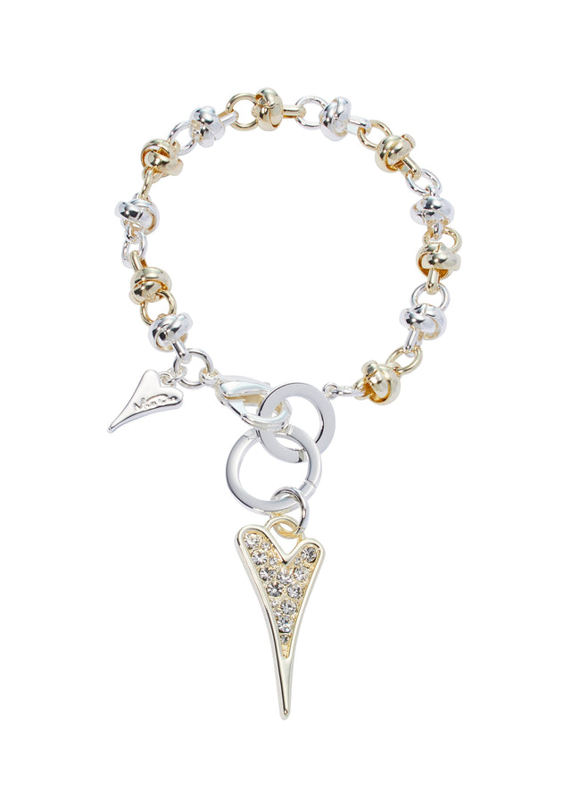 Miss Dee Gold/Silver Knotted Bracelet with Diamante Heart