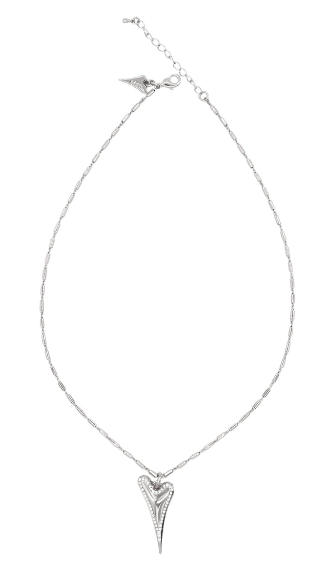 Miss Dee Silver Necklace with Crystal Outlined Solid Heart