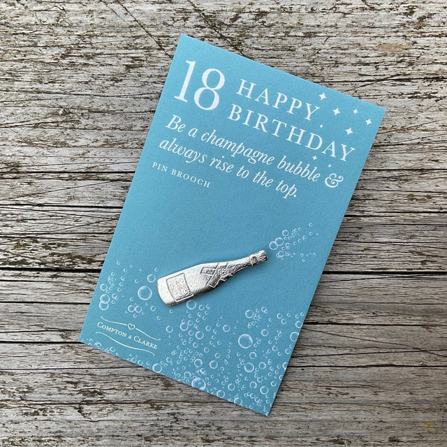 18th Birthday Champagne Bottle Pin Brooch
