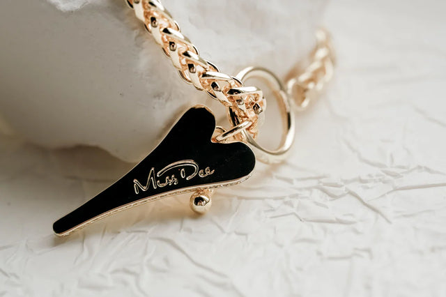 MD Gold TBar Bracelet with CZ Heart