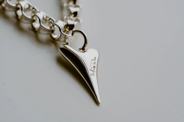 Miss Dee Chunky Silver Bracelet with Solid Heart