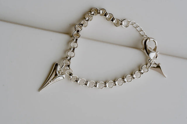 Miss Dee Chunky Silver Bracelet with Solid Heart