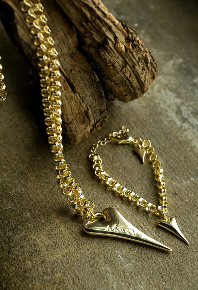 Miss Dee Chunky Gold Solid Heart Bracelet