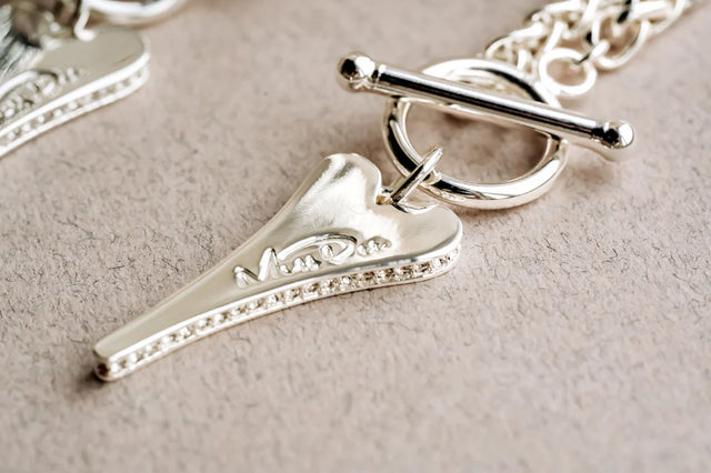 Miss Dee Silver TBar Bracelet with CZ Heart
