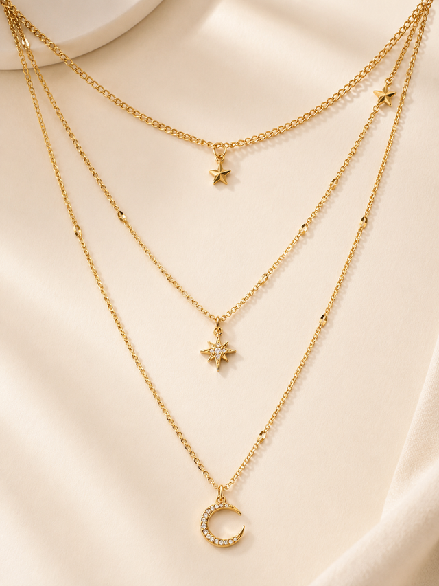 Layered Moon Gold Necklace