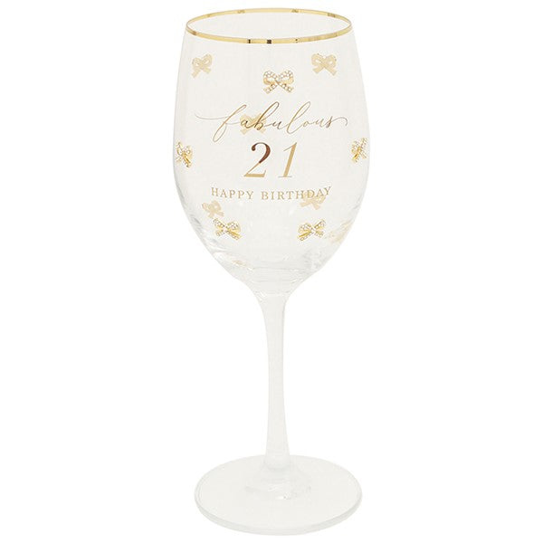 Heart Design 21st Birthday Wine Glass