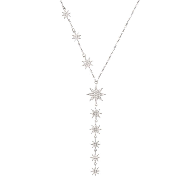 Constellation Multi Drop Stars Necklace - Silver
