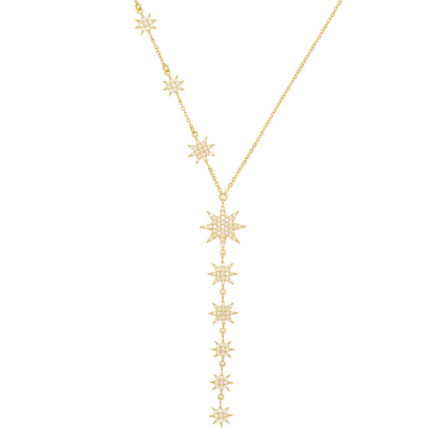 Constellation Multi Drop Stars Necklace - Gold