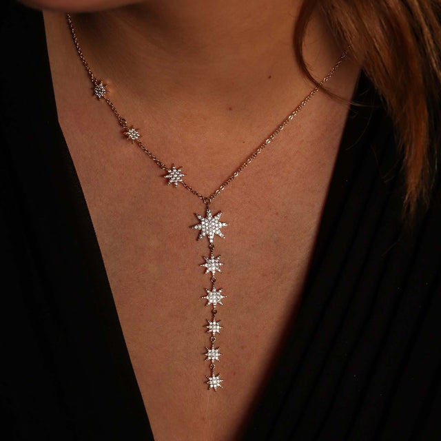 Constellation Multi Drop Stars Necklace - Gold
