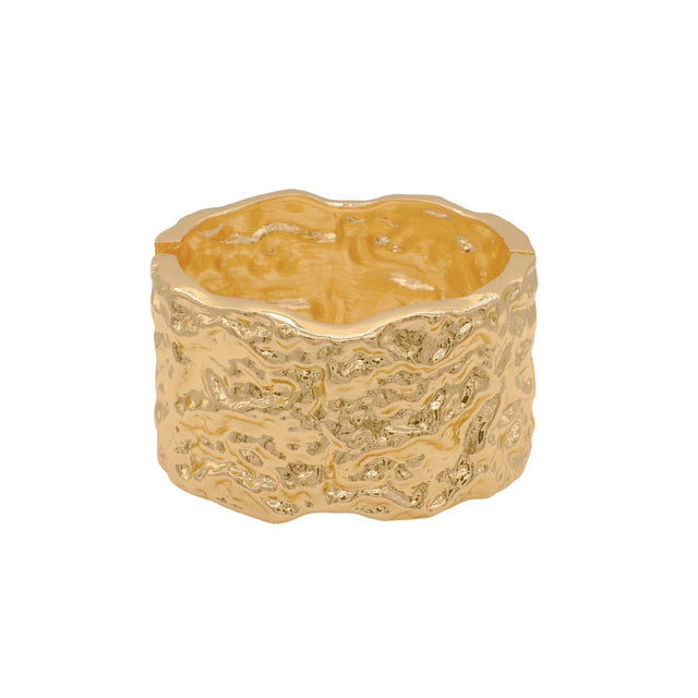 Chunky Textured Bangle - Gold