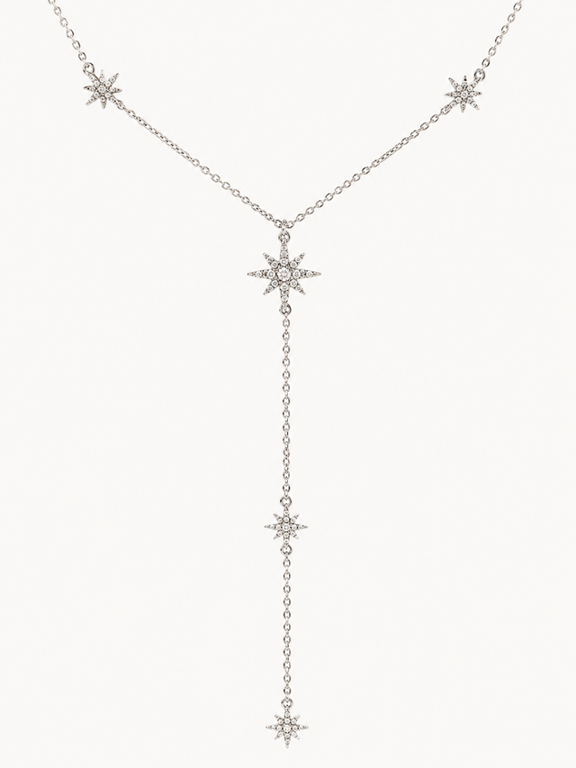 Long Silver Starburst Necklace