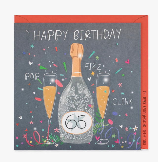65th Birthday Card - Champagne