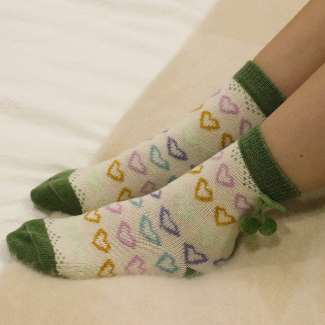 Maddie Heart Socks - GREEN