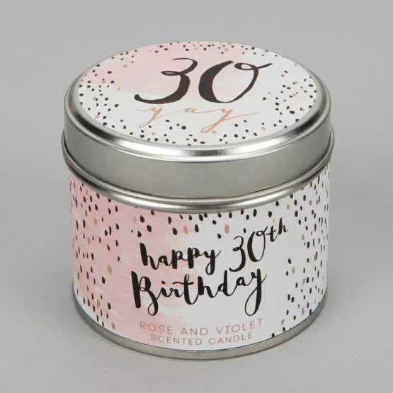 30th Birthday Tin Candle - Rose & Violet