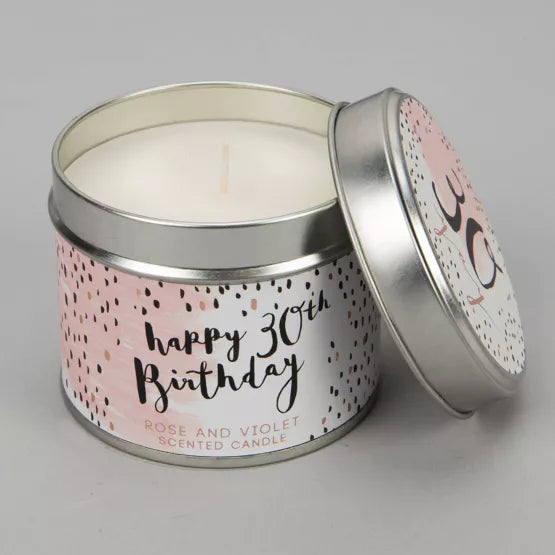 30th Birthday Tin Candle - Rose & Violet