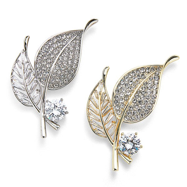Magnetic Leaves Brooch Gold