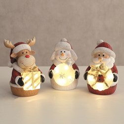 LED Santa & Wreath - 15cm
