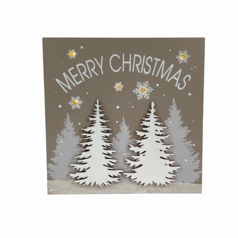 LED Merry Christmas Forest Sign 15cm