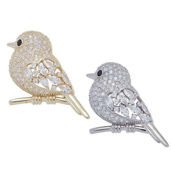 Sparkle Bird Brooch Gold