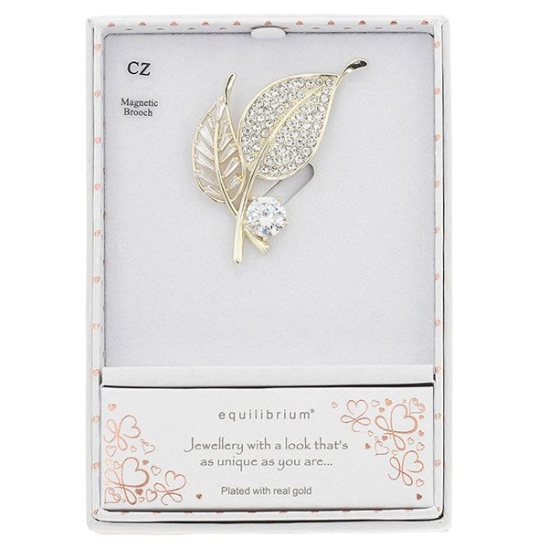 Magnetic Leaves Brooch Gold