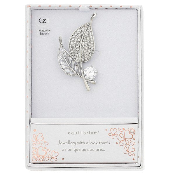 Magnetic Leaves Brooch Silver
