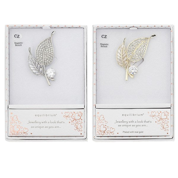 Magnetic Leaves Brooch Silver