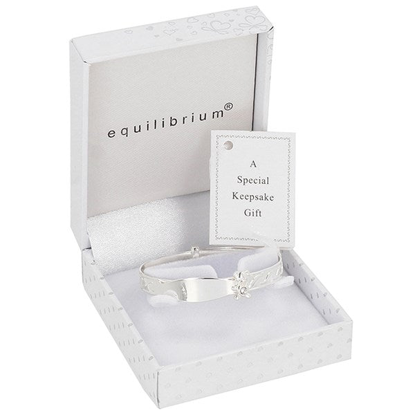 Sparkle Teddy Silver Plated Baby Bangle