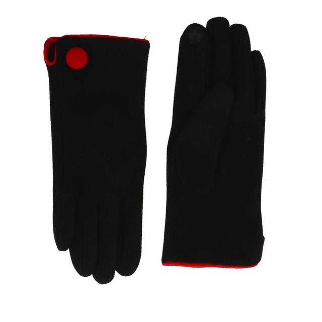 Button Detail Gloves - Black