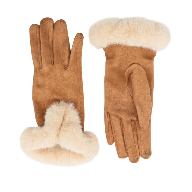 Faux Fur Cuff Gloves - Taupe