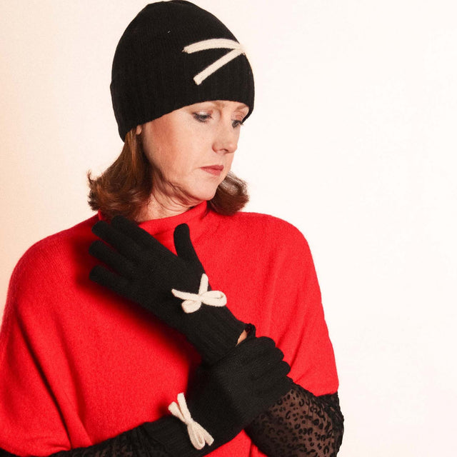 Bow Detail Gloves - Black